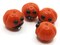 4 19mm Orange and Black Jack-O-Lantern Pumpkin Lampwork Glass Halloween Beads